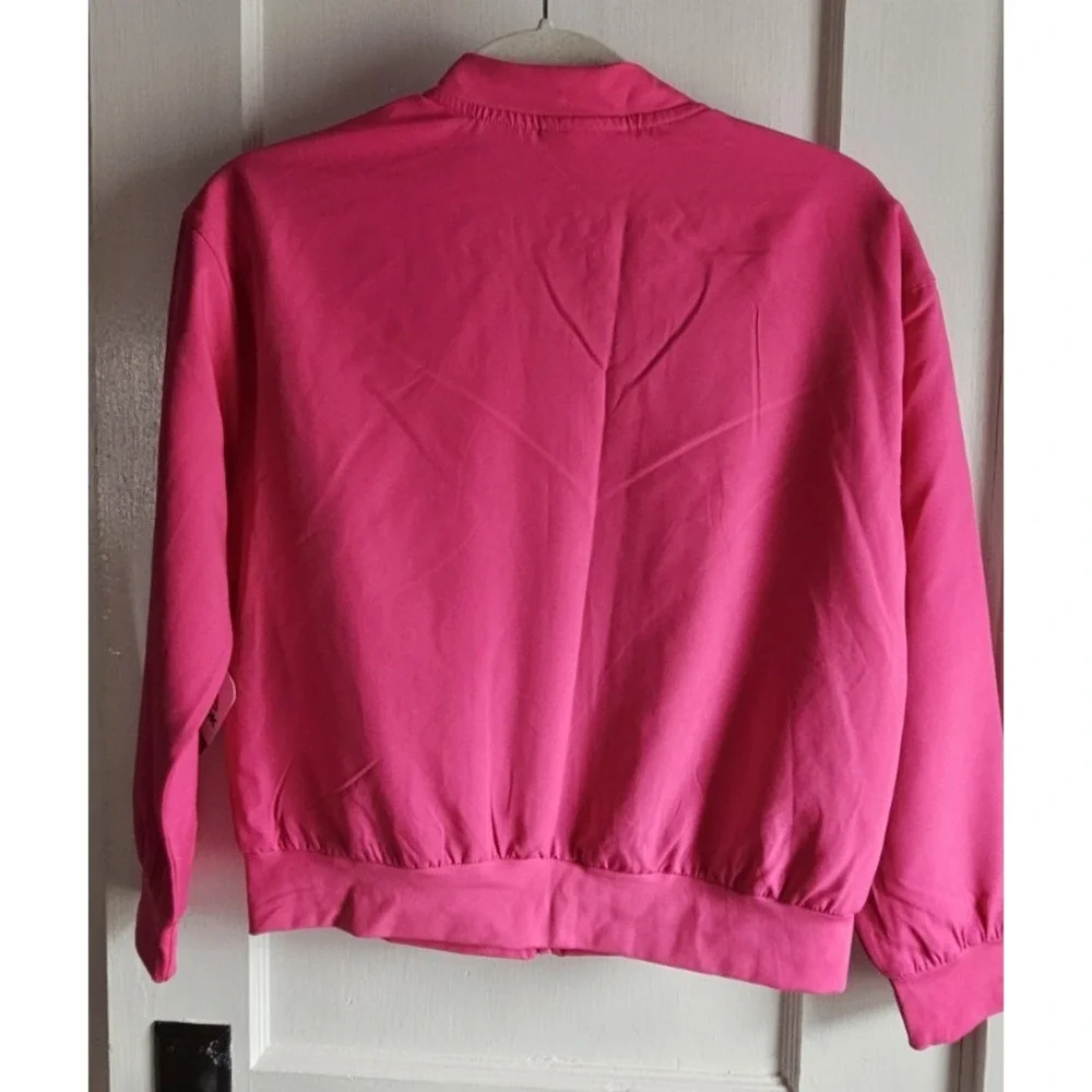 NWT Reebok pink full zip athletic bomber jacket‎ girl Sz 10/12 (L) lined